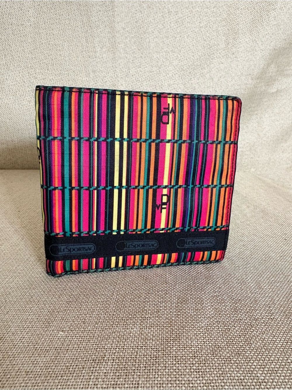 Diane von Furstenberg x LeSportsac Bifold Wallet Multicolor Stripe Coated Nylon